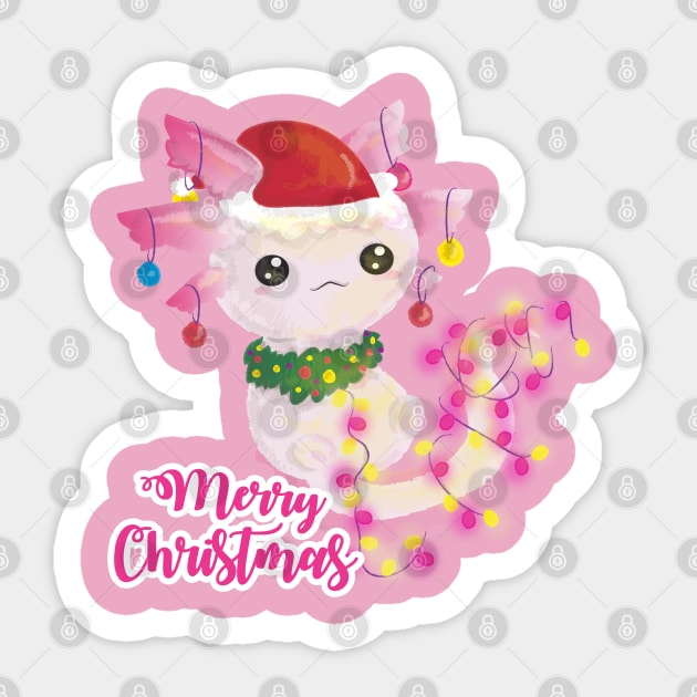 merry christmas axolotl santa Sticker by gossiprag